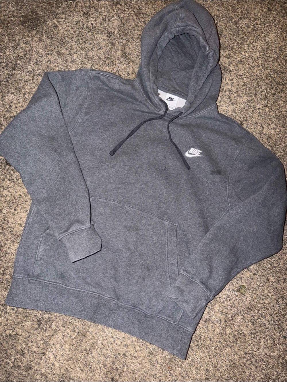 Nike Dark Gray Pullover Hoodie with White Swoosh